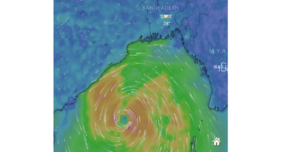 বর্তমানে ‘তিতলি’র অবস্থান পশ্চিম মধ্য বঙ্গোপসাগরে