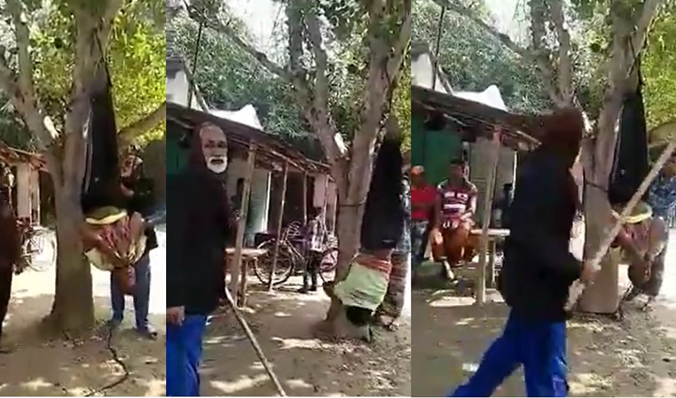 চোর সন্দেহে গাছে উল্টো করে ঝুলিয়ে নির্যাতন