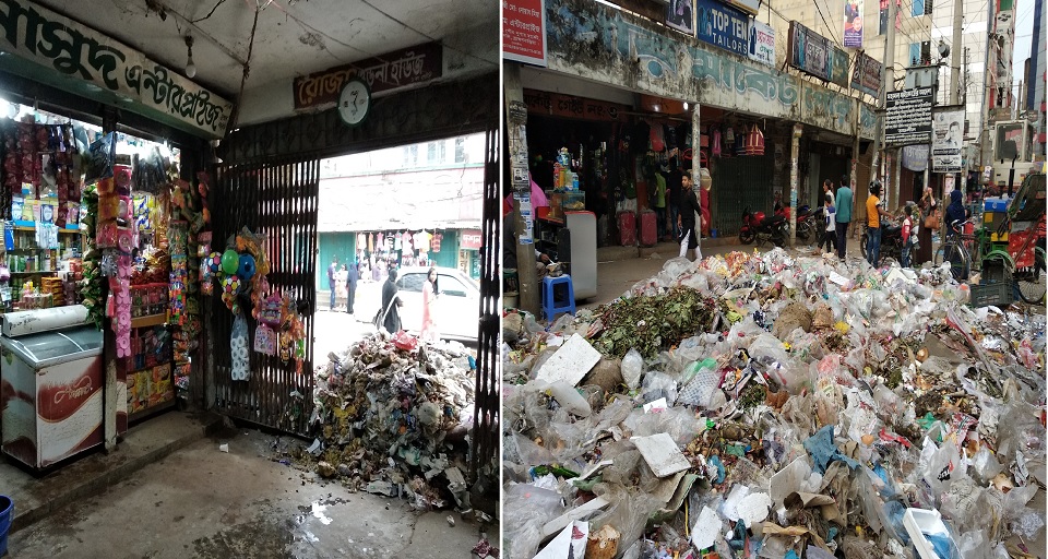 মার্কেট ভাঙতে পৌরসভার ময়লা থেরাপি!