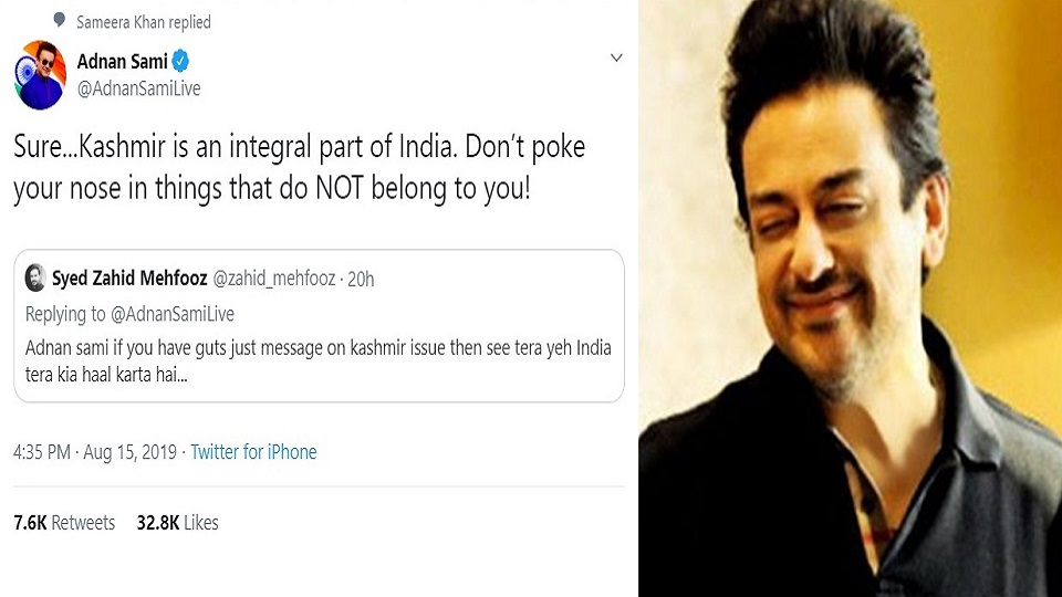 কাশ্মিরকে ভারতের অবিচ্ছেদ্য অংশ বললেন আদনান সামি