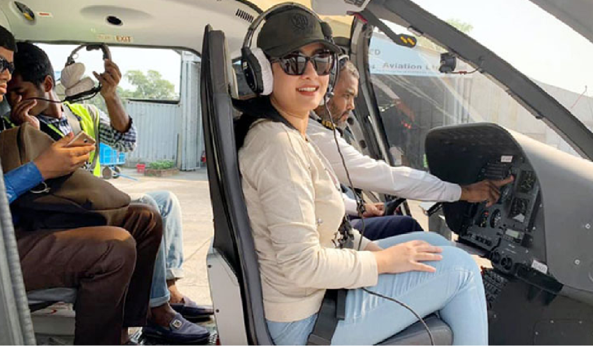 হেলিকপ্টারে নোয়াখালী গেলেন পূর্ণিমা