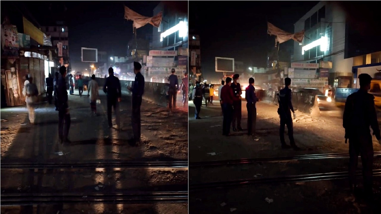 পুলিশের তৎপরতায় মুহূর্তেই জনশূন্য বাণিজ্যিক কেন্দ্র চৌমুহনী