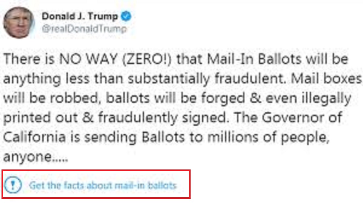 ট্রাম্পের টুইটের নিচে ফ্যাক্টচেক সতর্কবার্তা দিলো টুইটার