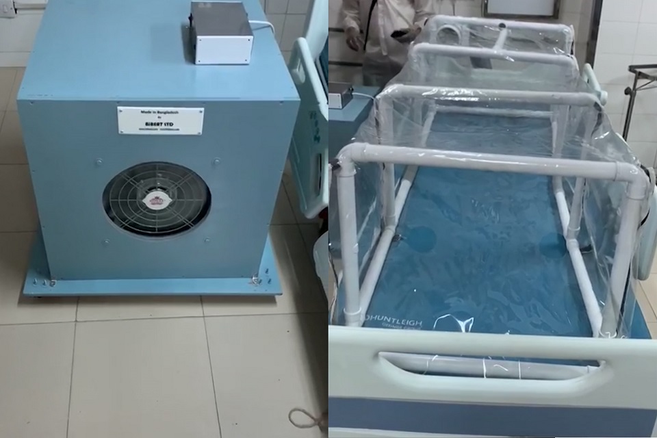 চিকিৎসকদের সুরক্ষায় বিএসএমএমইউ ও ঢাবির উদ্যোগে নেগেটিভ প্রেসার আইসোলেশন ক্যানোপি