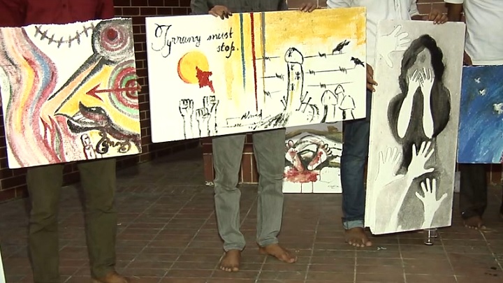 রংতুলির আঁচড়ে ধর্ষণের বিরুদ্ধে সিলেটে ব্যতিক্রমী প্রতিবাদ