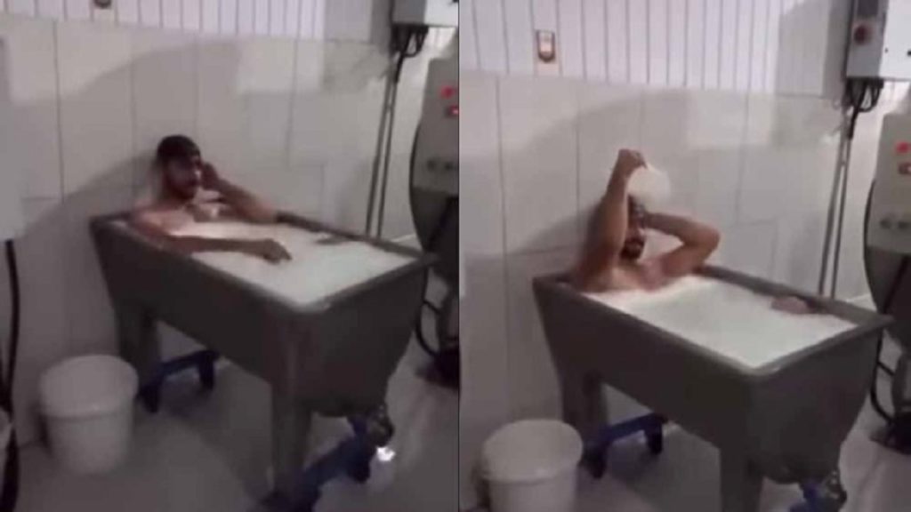 খাওয়ার দুধে ডেয়ারি কর্মীর গোসলের ভিডিও ছড়াতেই বন্ধ কারখানা