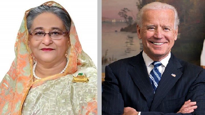 বাইডেনকে ঢাকা সফরের আমন্ত্রণ জানালেন প্রধানমন্ত্রী