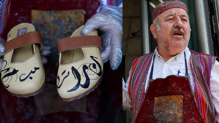 ট্রাম্পের নাম লেখা জুতো তৈরি করে আলোচনায় ফিলিস্তিনি কারিগর