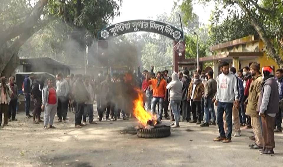 কুষ্টিয়ায় চিনিকল চালু, বকেয়া বেতন পরিশোধসহ বেশ কয়েকটি দাবিতে বিক্ষোভ সমাবেশ
