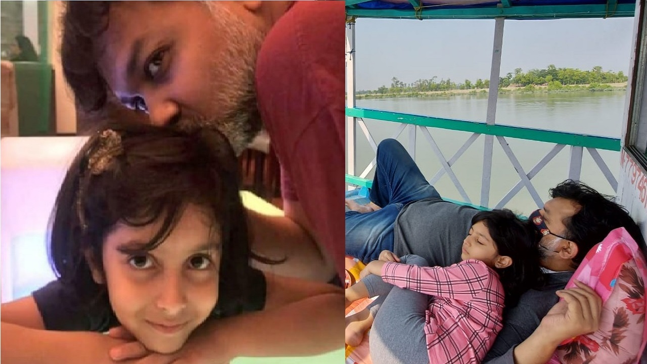 মাস্ক পরেই মেয়ে আয়রার সঙ্গে ঘুমিয়ে পড়লেন সৃজিত