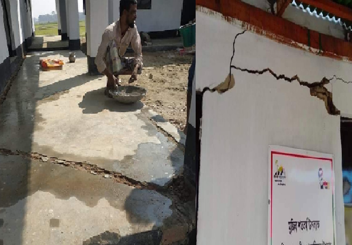 হস্তান্তরের আগেই ঘরে ফাটল, উপকারভোগীদের মাঝে আতঙ্ক