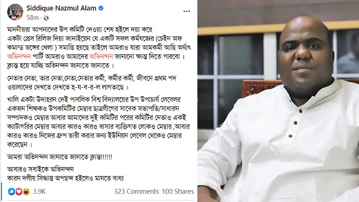 কারও বাসার ব্যক্তিগত লোকও আ’লীগ উপ কমিটির মেম্বার: সিদ্দিকী নাজমুল