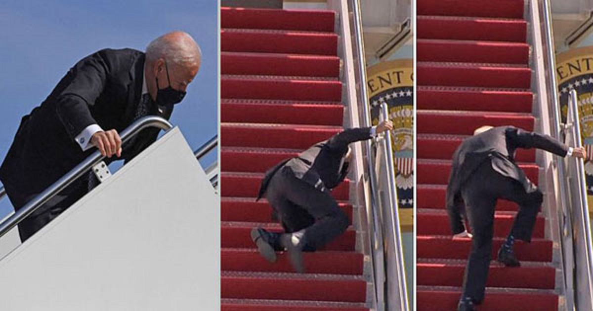 বিমানে ওঠার সময় সিঁড়িতে হোঁচট খেয়েছেন মার্কিন প্রেসিডেন্ট জো বাইডেন