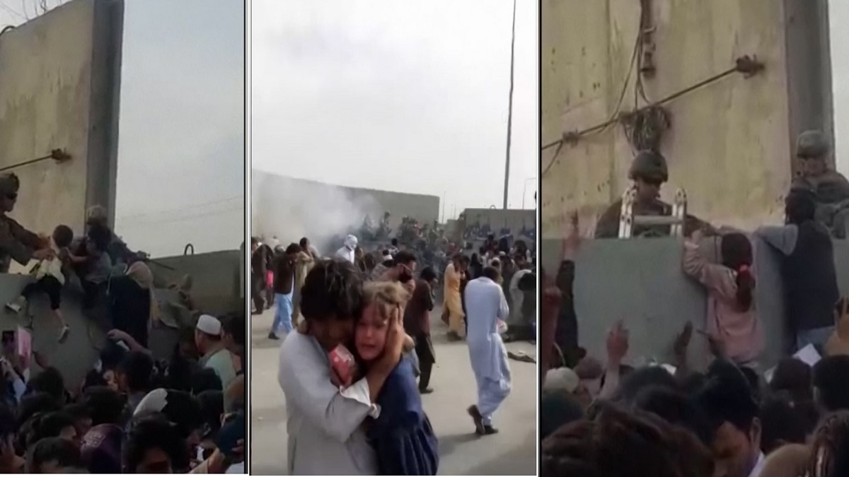 প্রাণ বাঁচাতে কাঁটাতারের ওপর দিয়ে শিশুদের পার করছেন আফগান অভিভাবকরা