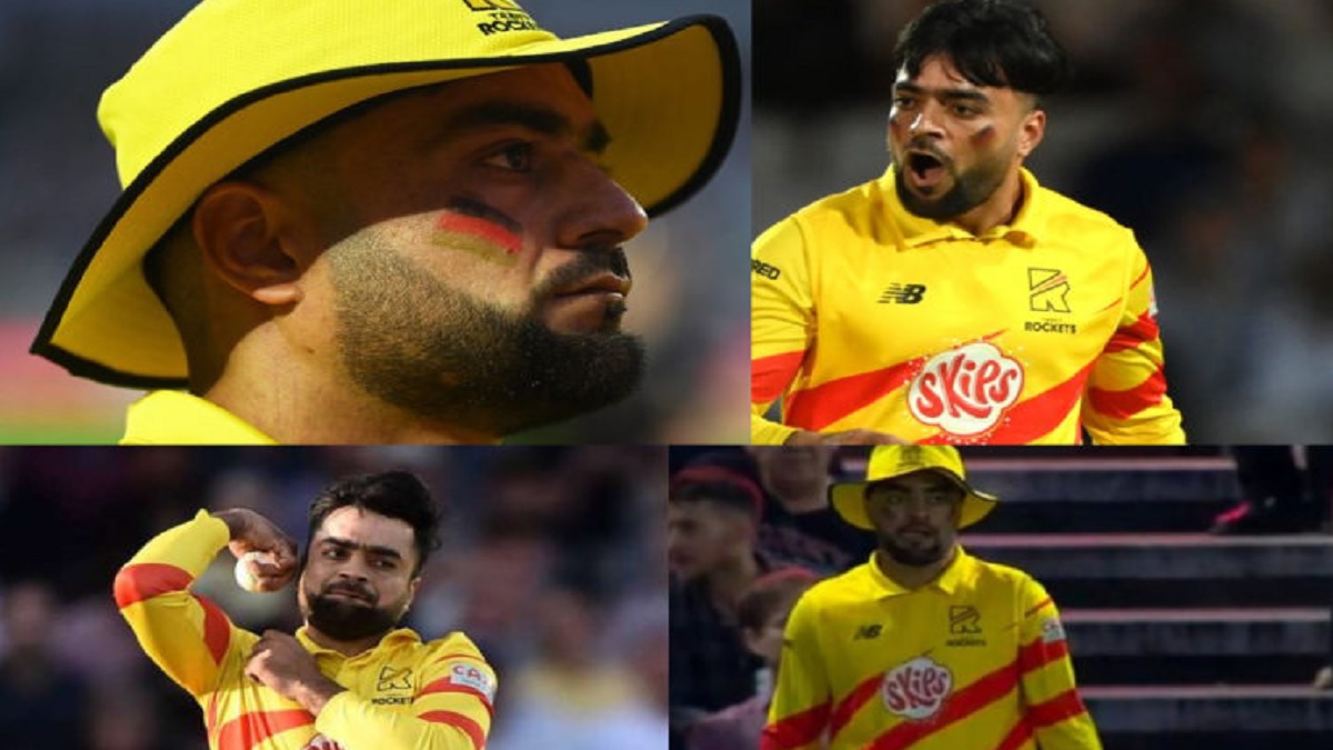 রশিদ খানের গালে আফগানিস্তানের পতাকা