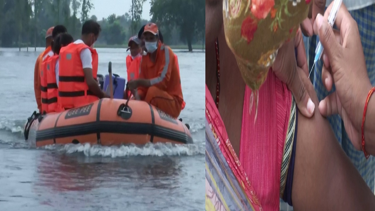 ভারতের গোরখপুরে বন্যাদুর্গত এলাকায় নৌকা নিয়ে চলছে টিকা কার্যক্রম ভারতের গোরখপুরে বন্যাদুর্গত এলাকায় নৌকা নিয়ে চলছে টিকা কার্যক্রম