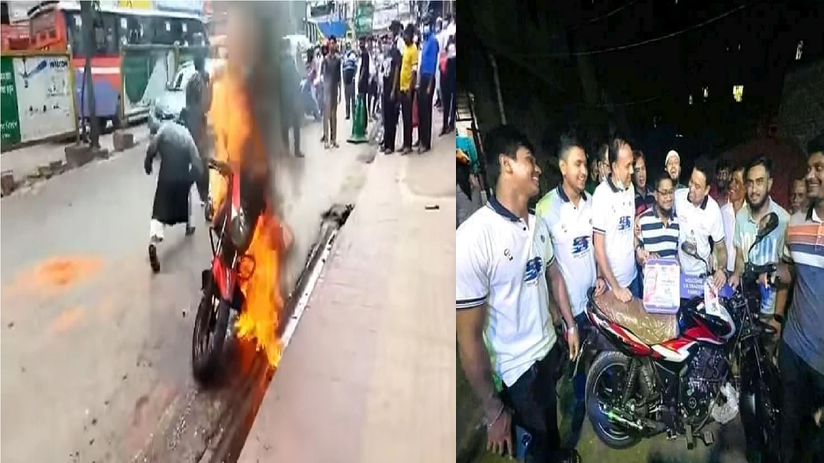 বাইকে আগুন দেয়া সেই চালককে বাইক উপহার দিলেন গোলাম রাব্বানী
