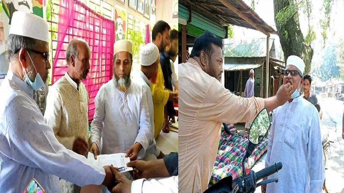 মনোনয়নপত্র জমা দিয়েই নিজেকে চেয়ারম্যান দাবি, মিষ্টি বিতরণ