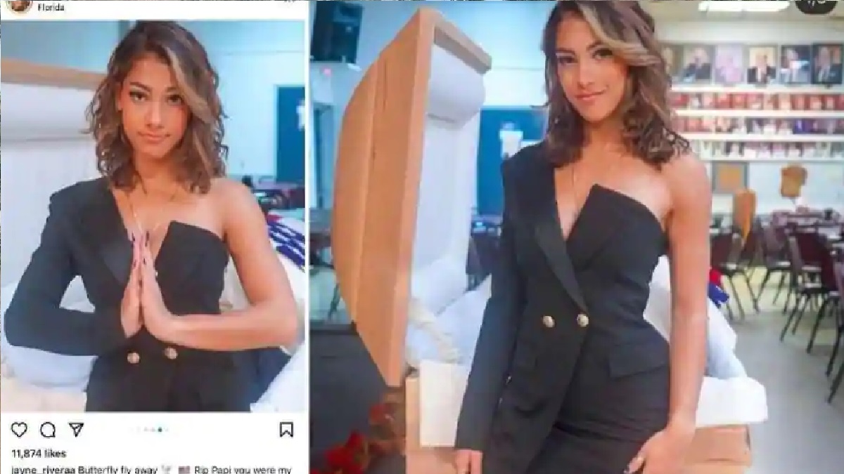 মৃত বাবার কফিনের সামনে হাসিমুখে মডেল কন্যার ফটোশ্যুট