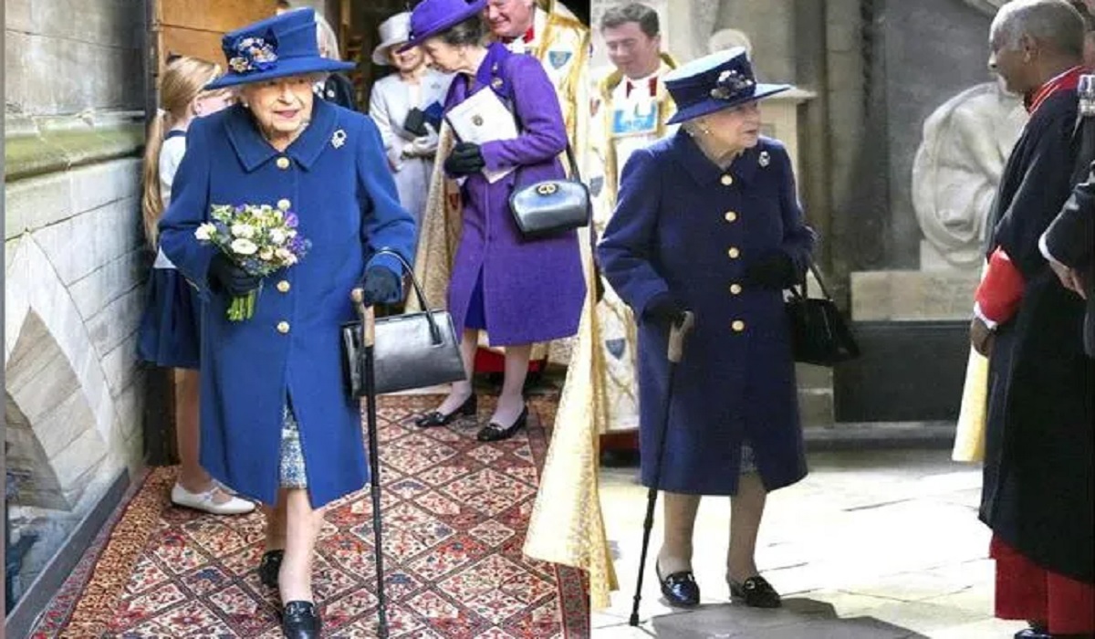 লাঠিতে ভর দিয়ে জনসম্মুখে ব্রিটেনের রানি