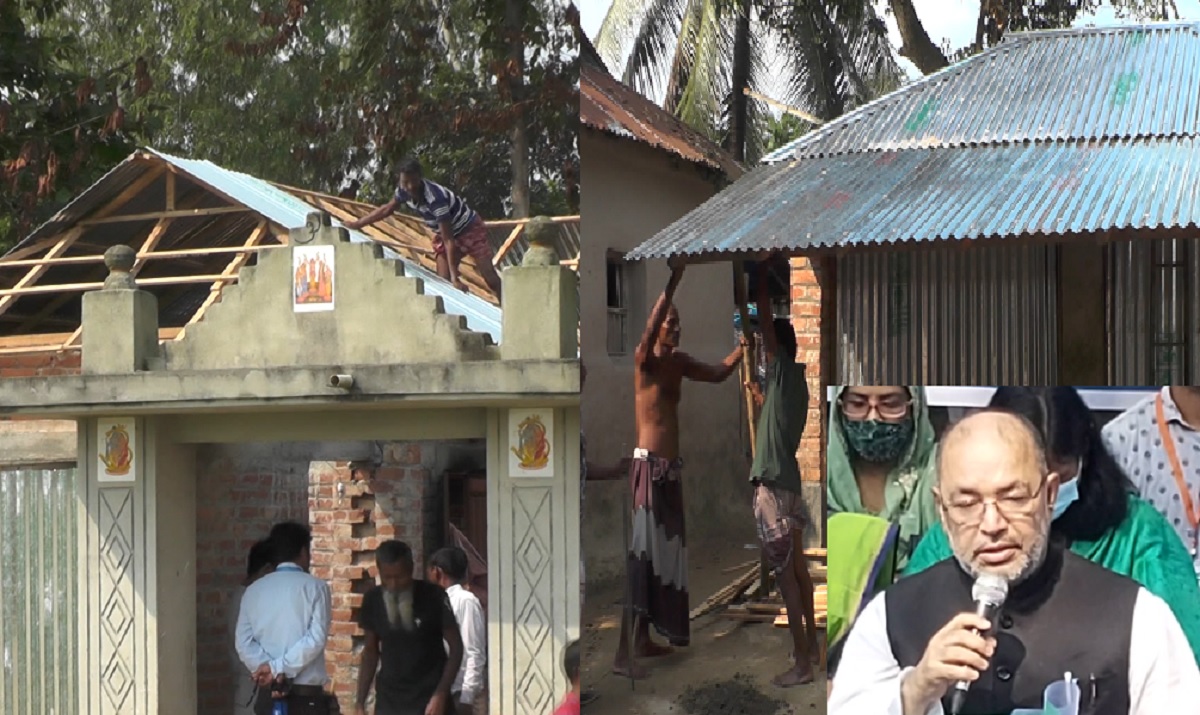 রংপুরে ক্ষতিগ্রস্ত হিন্দু পরিবারগুলোর পুনর্বাসন চলছে জোর কদমে