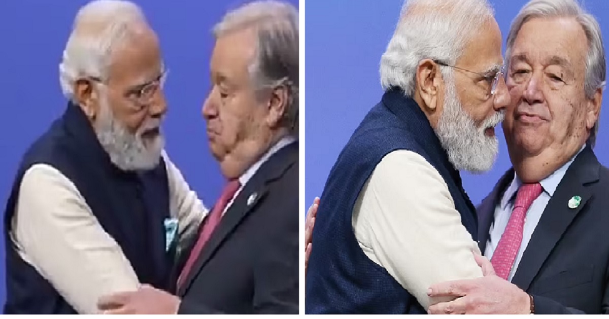 মোদির আলিঙ্গনে অপ্রস্তুত জাতিসংঘ মহাসচিব, কটাক্ষ ব্রিটিশ সংবাদমাধ্যমগুলোর