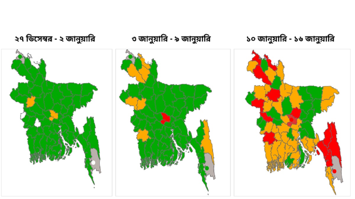 করোনা সংক্রমণের ‘রেড জোনে’ ১২ জেলা