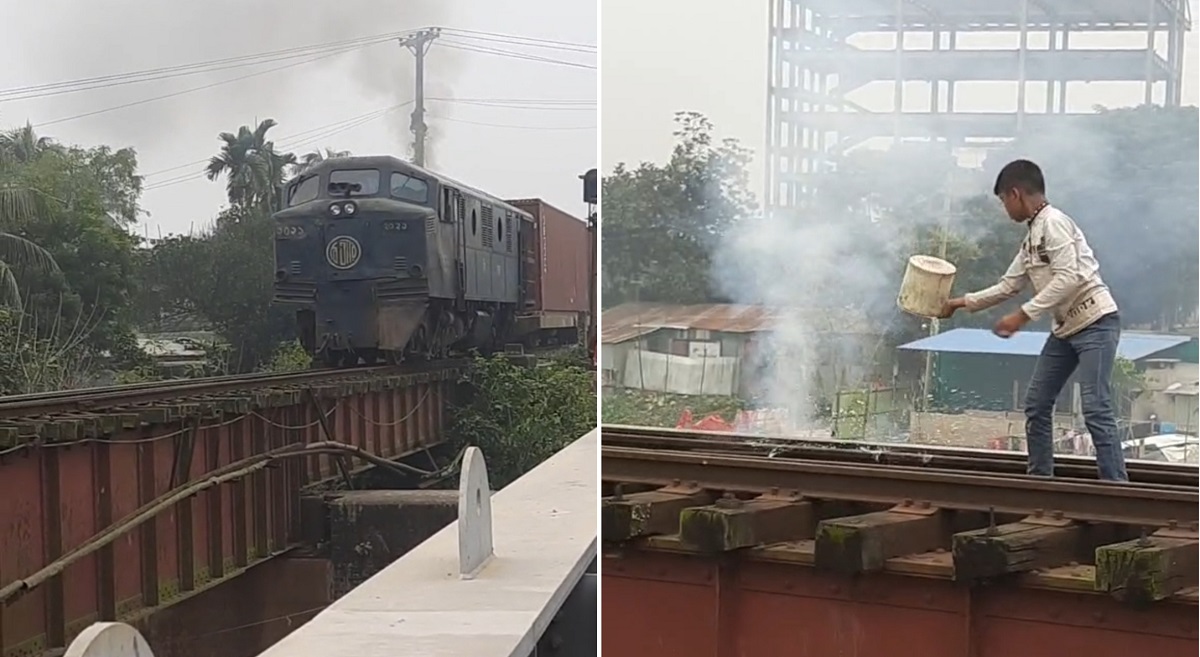 জীবনের ঝুঁকি নিয়ে রেললাইনের আগুন নেভালো কিশোর ইফাদ
