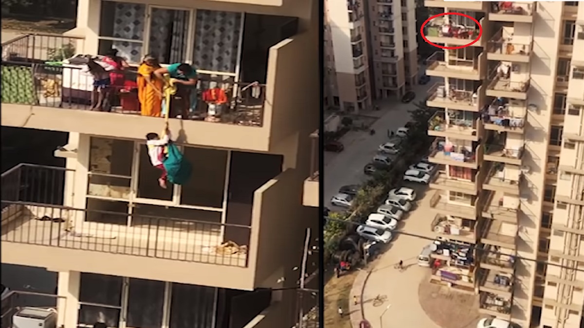 শাড়ি তুলতে ছেলেকে ১০তলা থেকে ঝুলিয়ে দিলেন মা