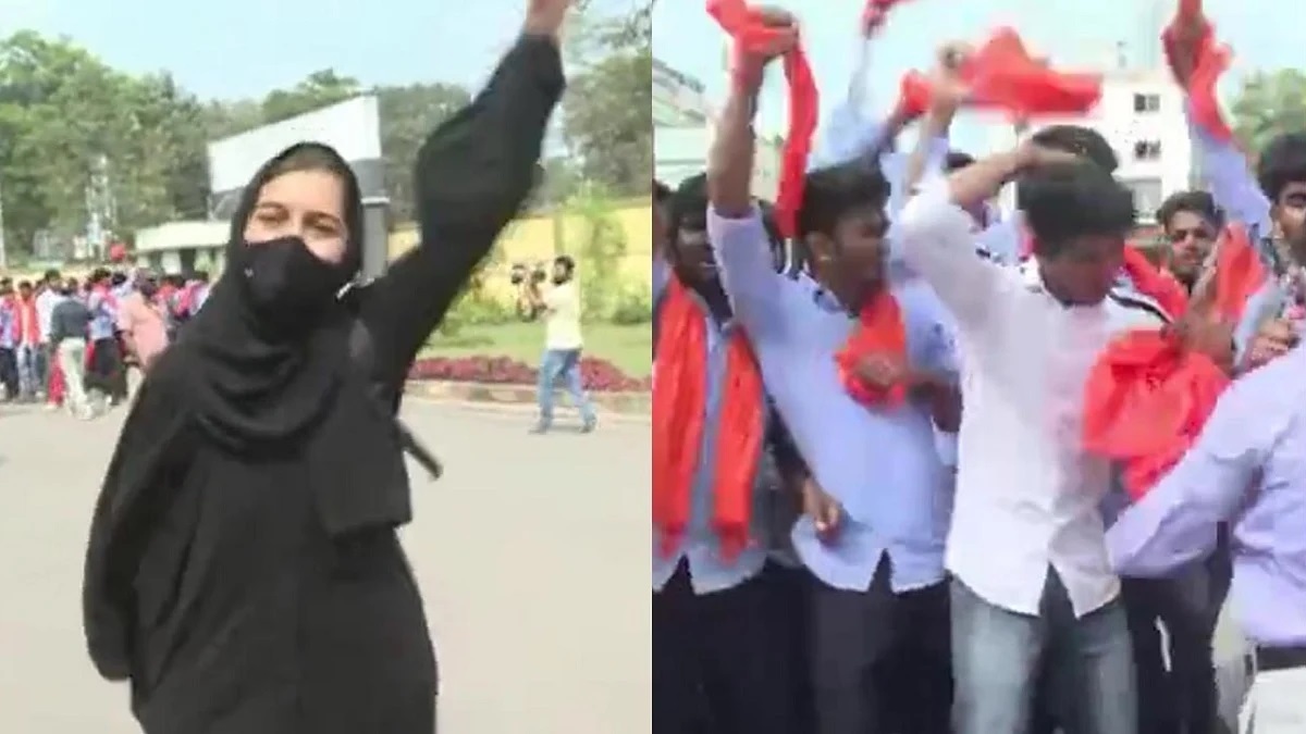 হিজাব পরায় গেরুয়া মিছিলের তোপে; যা বললেন সেই তরুণী