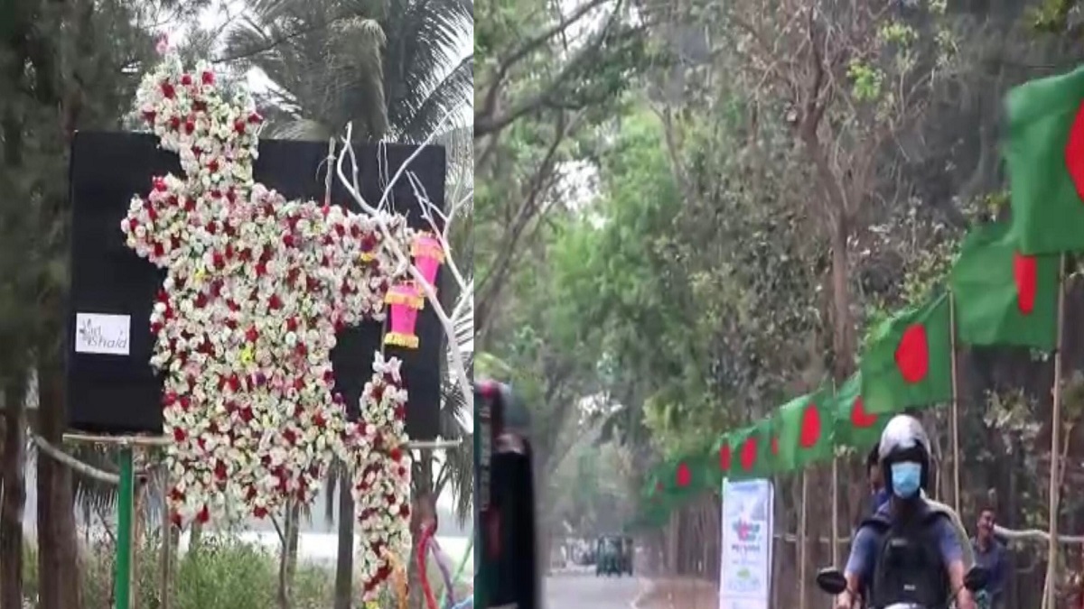 কক্সবাজারে ৩ কি.মি এলাকাজুড়ে উত্তোলন করা হলো জাতীয় পতাকা ও মানচিত্র