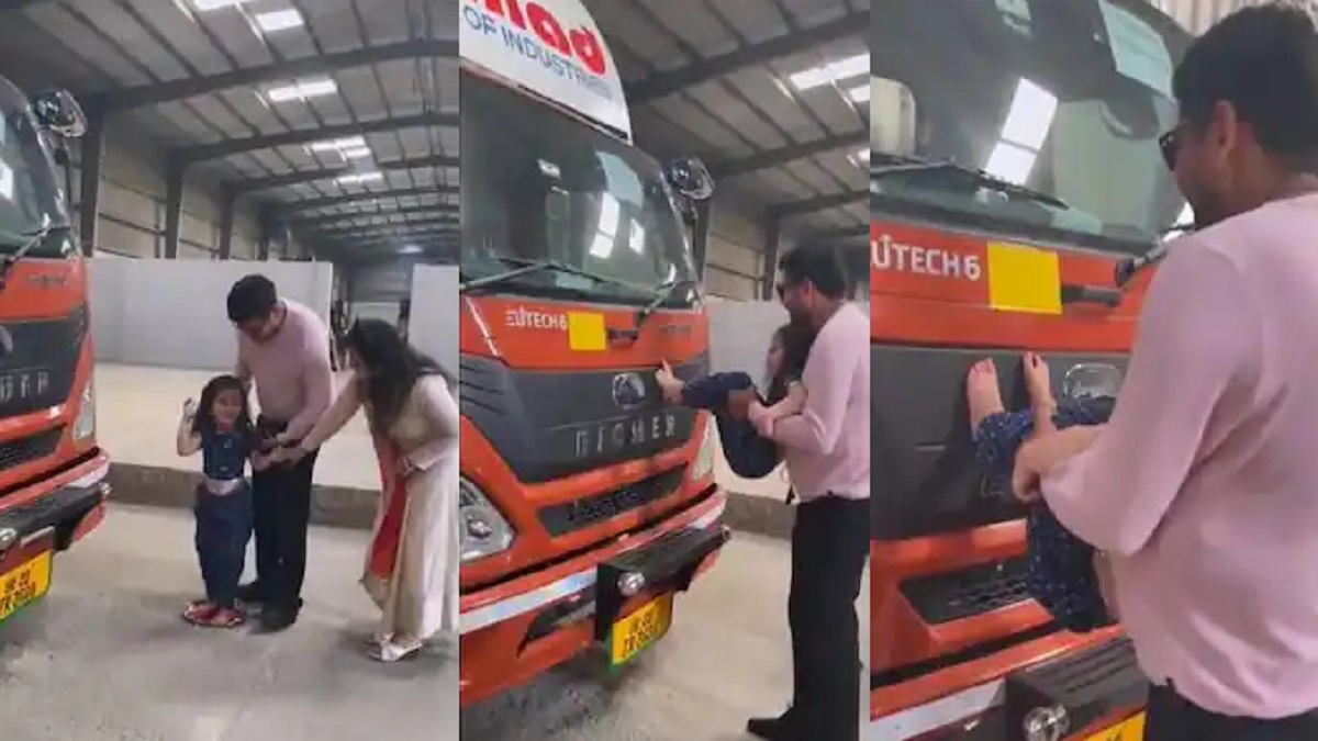 ব্যবসা শুরুর আগে ট্রাকের গায়ে মেয়ের পায়ের ছাপ, বাবার কীর্তি ভাইরাল