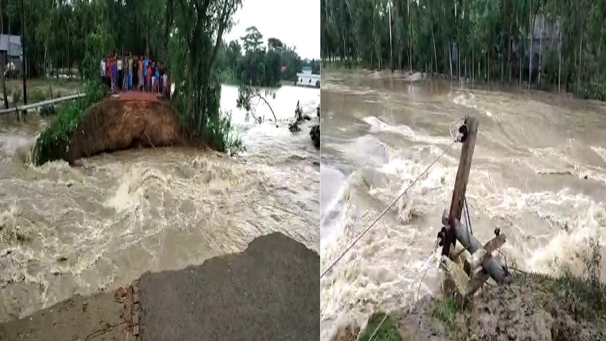 পাহাড়ি ঢলে হাওড়া নদীর বাঁধ ভেঙে দ্বিখণ্ডিত সড়ক, যোগাযোগ বিচ্ছিন্ন আখাউড়া