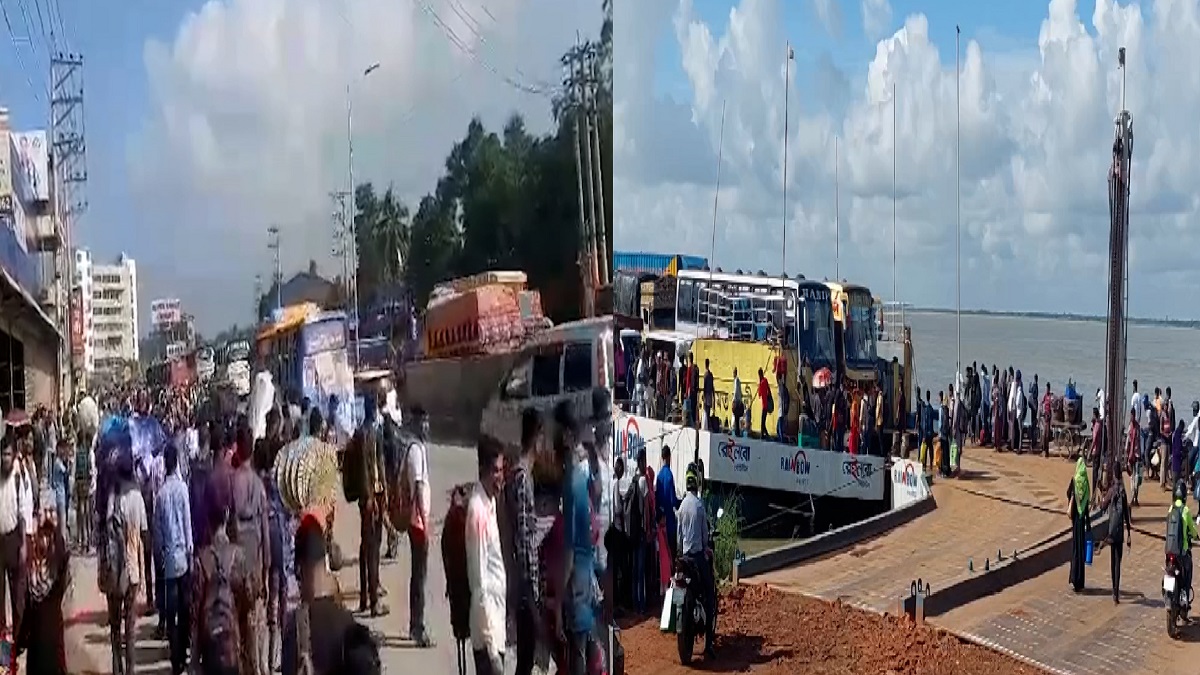ঈদযাত্রায় সড়ক-নৌপথে ঘরমুখো মানুষের চাপ
