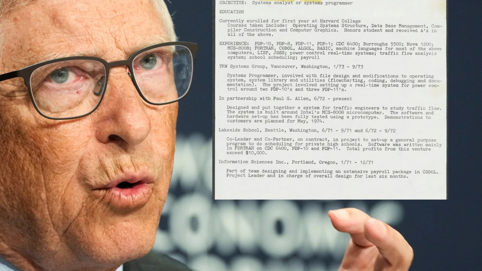 চাকরি প্রত্যাশীদের আত্মবিশ্বাস বাড়াতে নিজের ৪৮ বছর আগের সিভি শেয়ার করলেন বিল গেটস