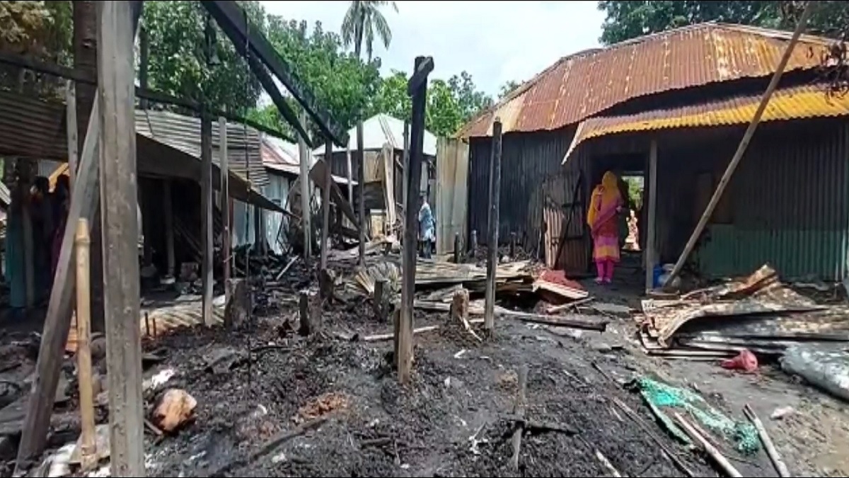 মানিকগঞ্জে আগুনে ছাই হলো ৭ ঘর, শোকে বৃদ্ধার মৃত্যু