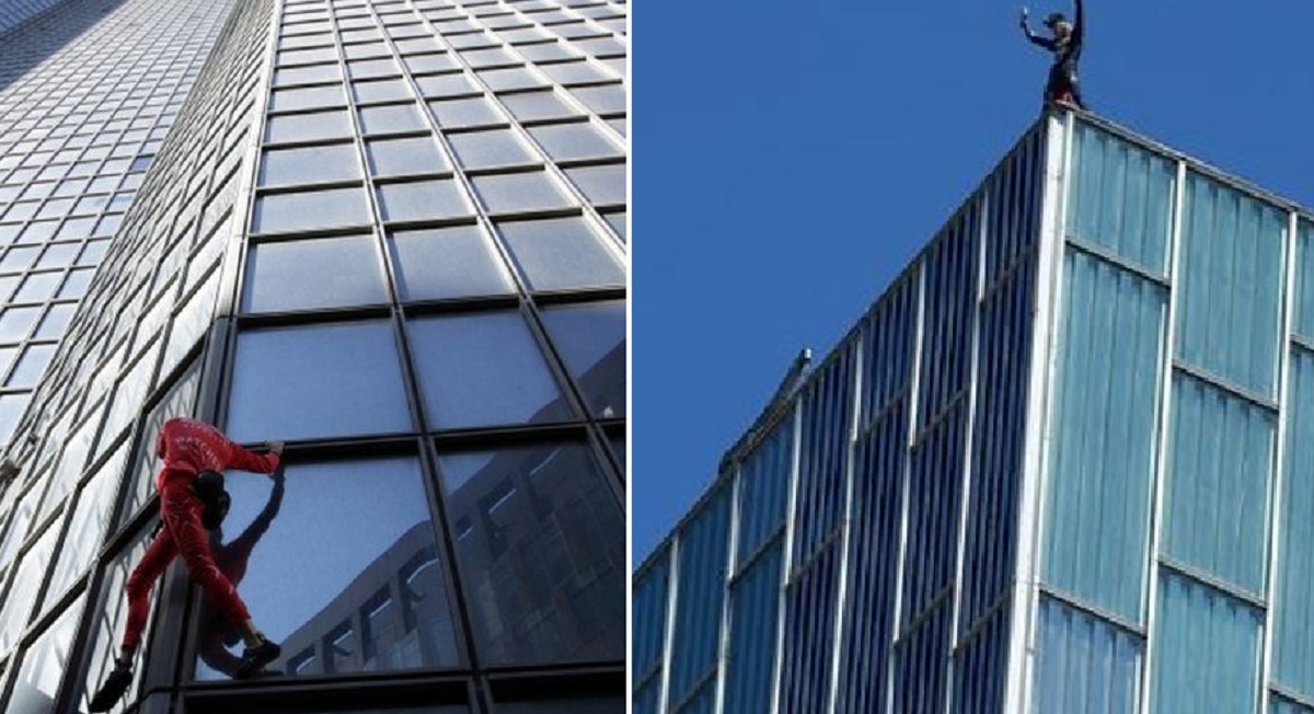 ৪৮ তলা ভবনের গা বেয়ে উঠে তাক লাগিয়েছেন ৬০ বছরের ‘স্পাইডারম্যান’!