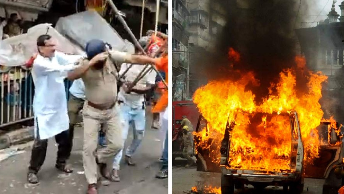 পশ্চিমবঙ্গে পুলিশকে রাস্তায় ফেলে পিটিয়েছে বিজেপির নেতাকর্মীরা