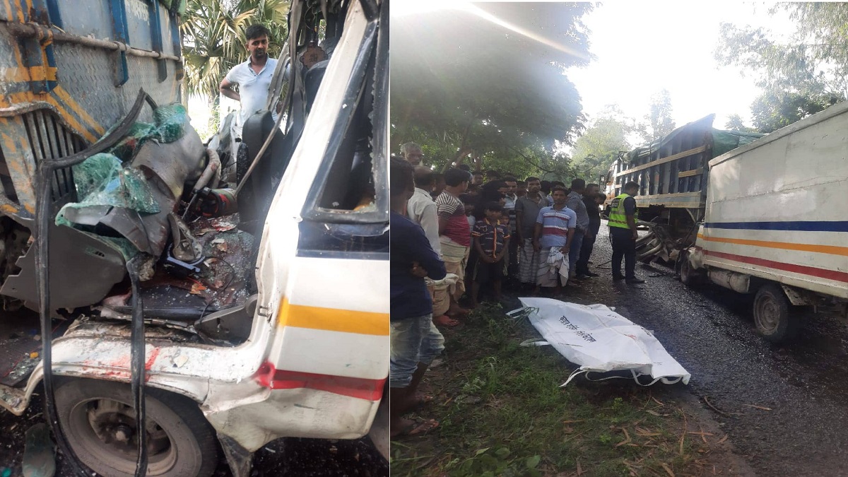 দাঁড়িয়ে থাকা ট্রাককে কাভার্ডভ্যানের ধাক্কা, নিহত ২