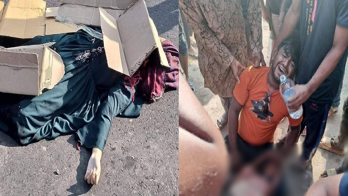 পড়ে আছে স্ত্রীর নিথর দেহ, রক্তমাখা ব্যাগ হাতে স্বামীর বিলাপ