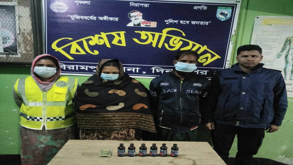 দিনাজপুরে ফেনসিডিলসহ শালি-দুলাভাই গ্রেফতার
