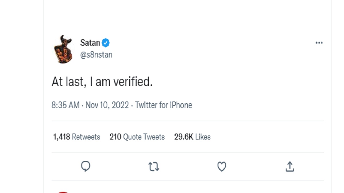 যিশুর পরে এবার ‘শয়তানের’ টুইটার আইডি ভেরিফায়েড