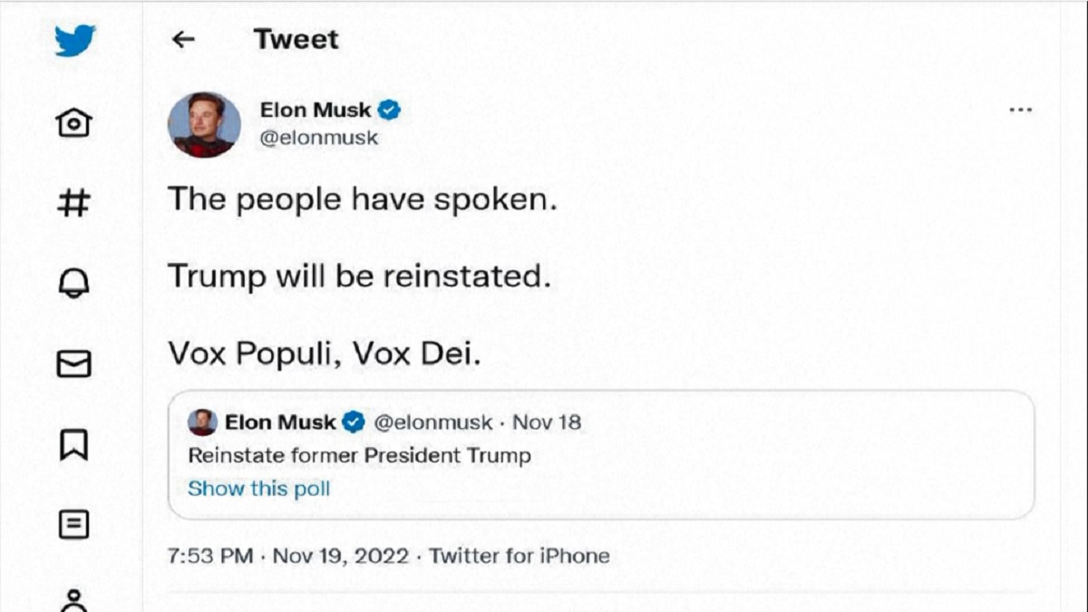 নিজের টুইটার অ্যাকাউন্ট ফিরে পেলেন ট্রাম্প