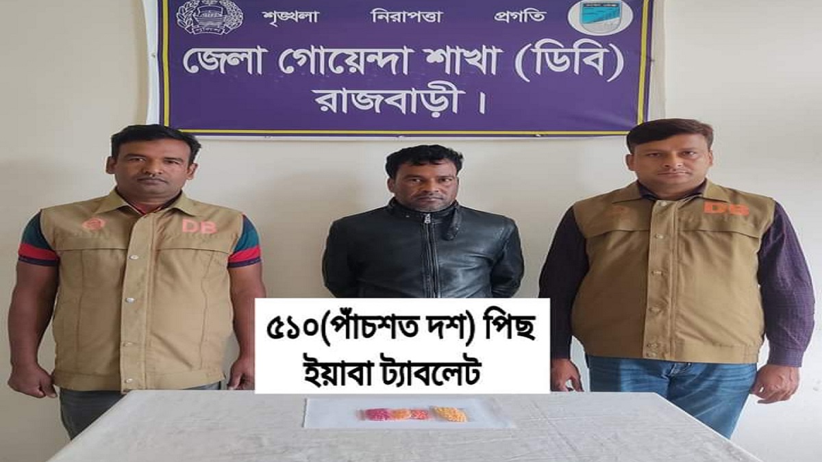 রাজবাড়ীতে বিচারাধীন ৭ মামলার আসামি ৫১০ পিস ইয়াবাসহ গ্রেফতার