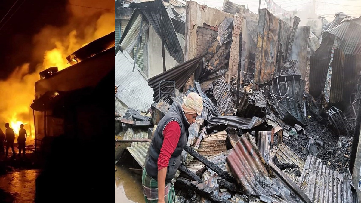 চৌমুহনীতে আগুনে পুড়লো ১০ দোকান