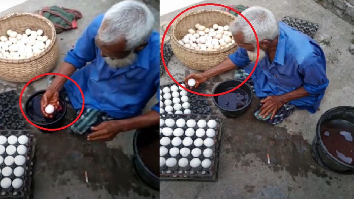 ফার্মের ডিমে রঙ মিশিয়ে ‘দেশি’ বানানোর সময় ব্যবসায়ী আটক