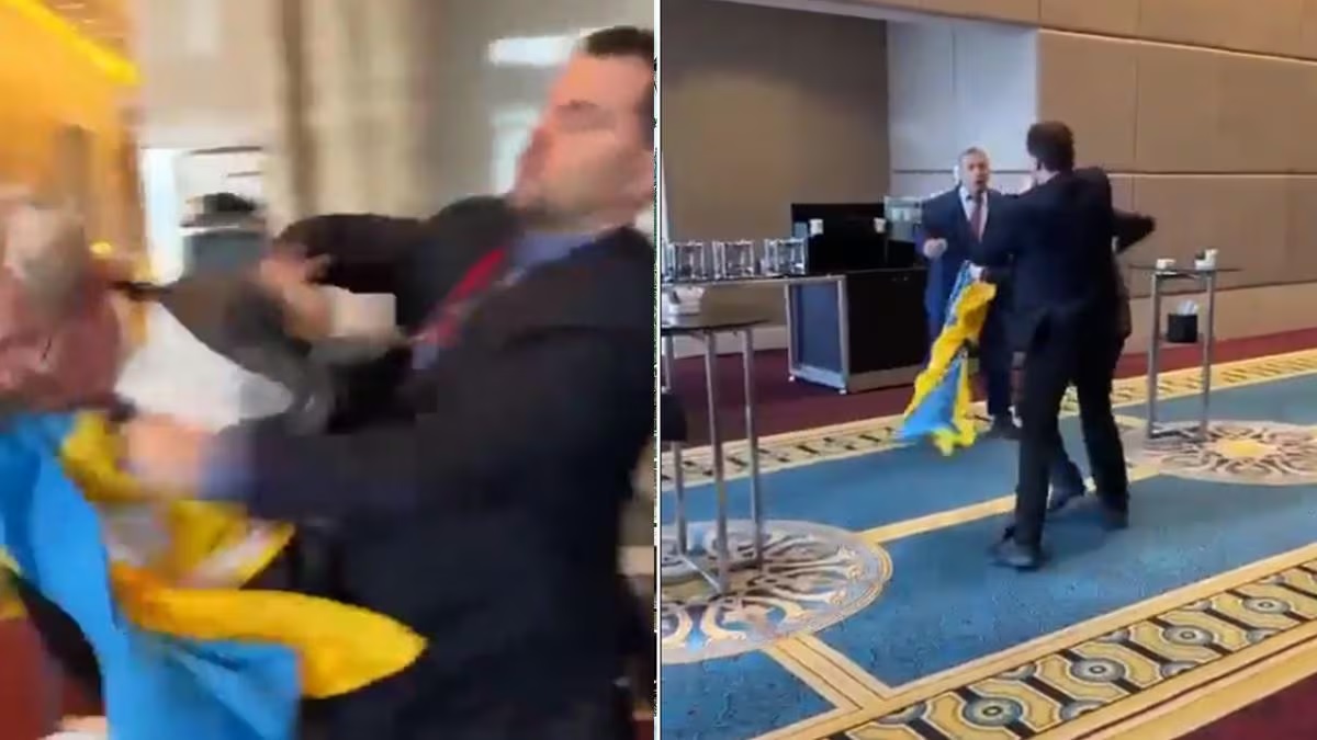 পতাকা কেড়ে নেয়ায় রুশ প্রতিনিধিকে ইউক্রেনীয় এমপির কিলঘুষি (ভিডিও)