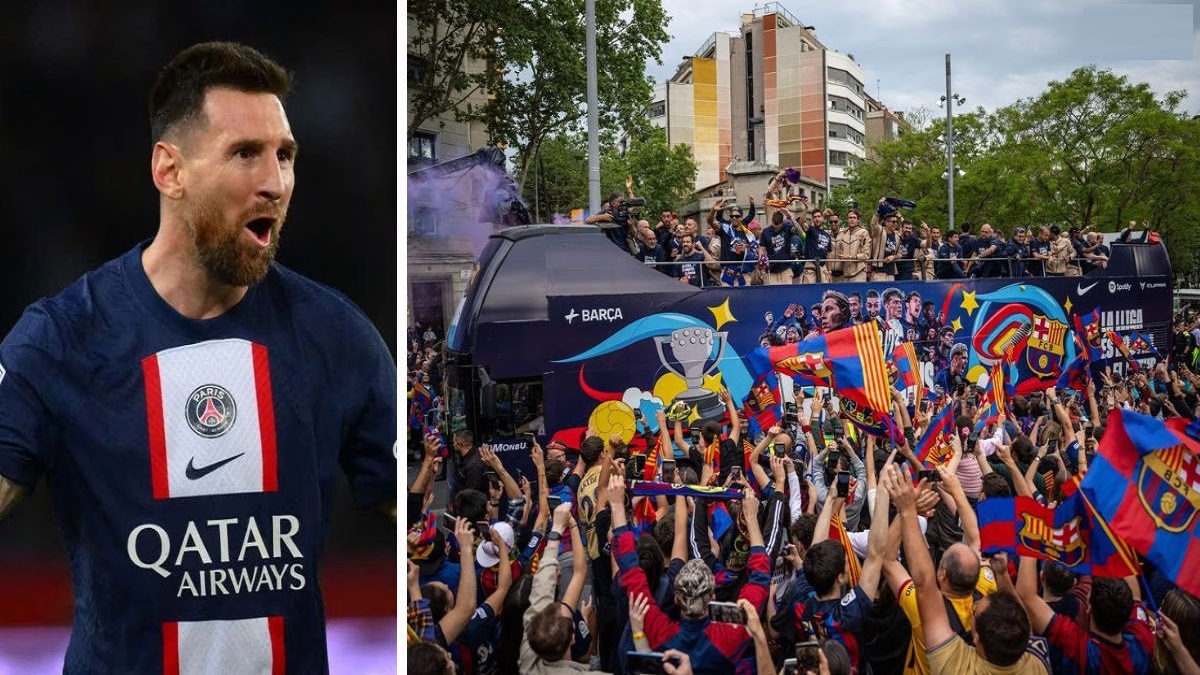 খোলা বাসে শিরোপা জয় উদযাপন বার্সার; মেসি স্লোগানে মুখরিত ভক্তরা