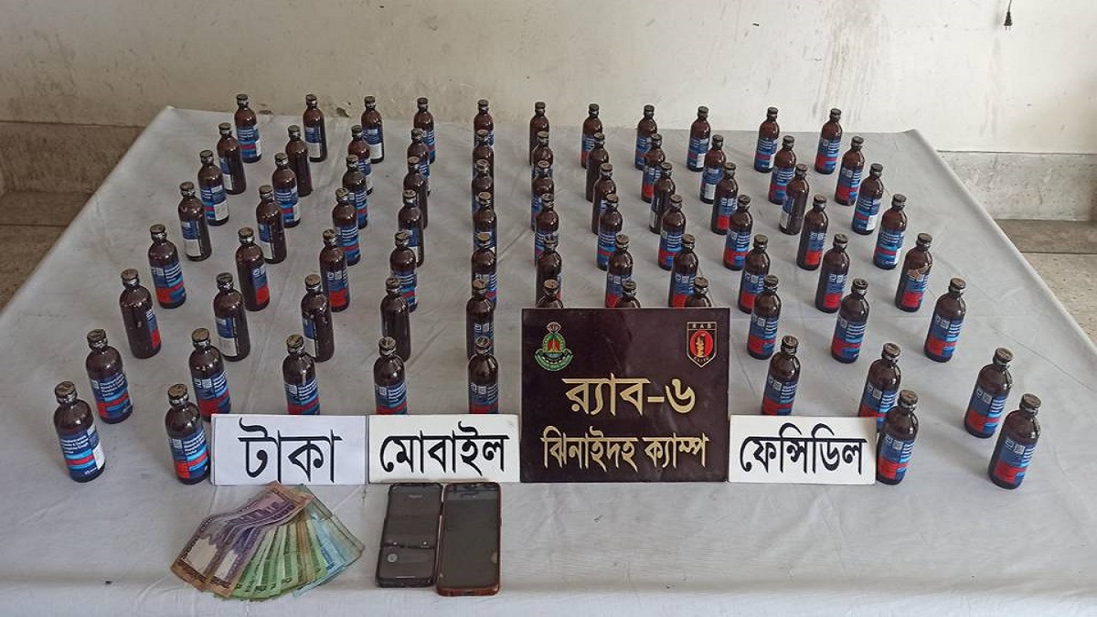 ঝিনাইদহে ফেনসিডিলসহ দুই কারবারি গ্রেফতার