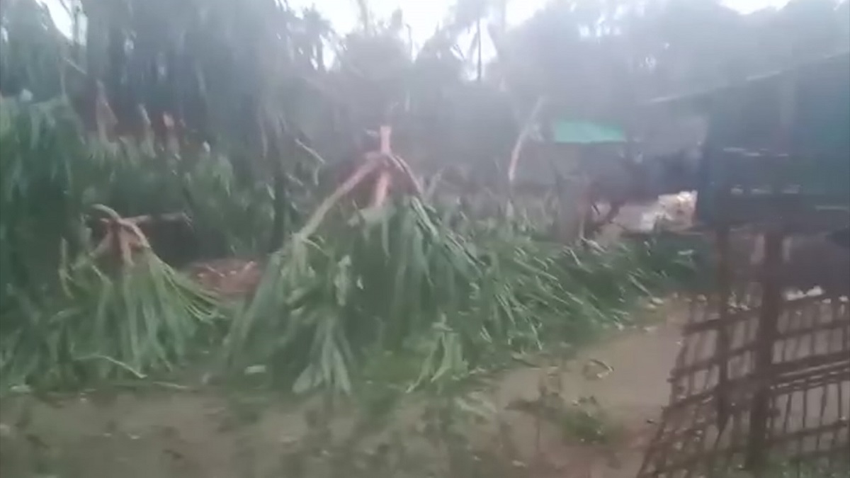 মোখায় লন্ডভন্ড সেন্টমার্টিন, গাছপালা ভাঙার পাশাপাশি উড়ে গেছে বহু ঘরবাড়ি